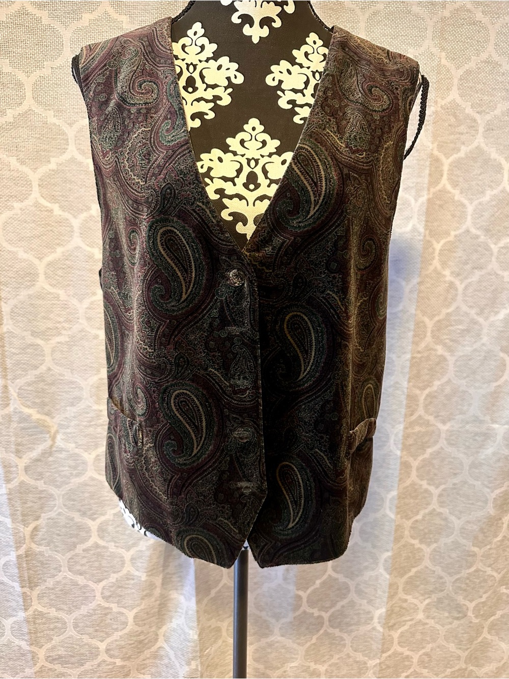 Vintage London Fog Paisley vest Women’s L NWT Deadstock jewel tone 90s